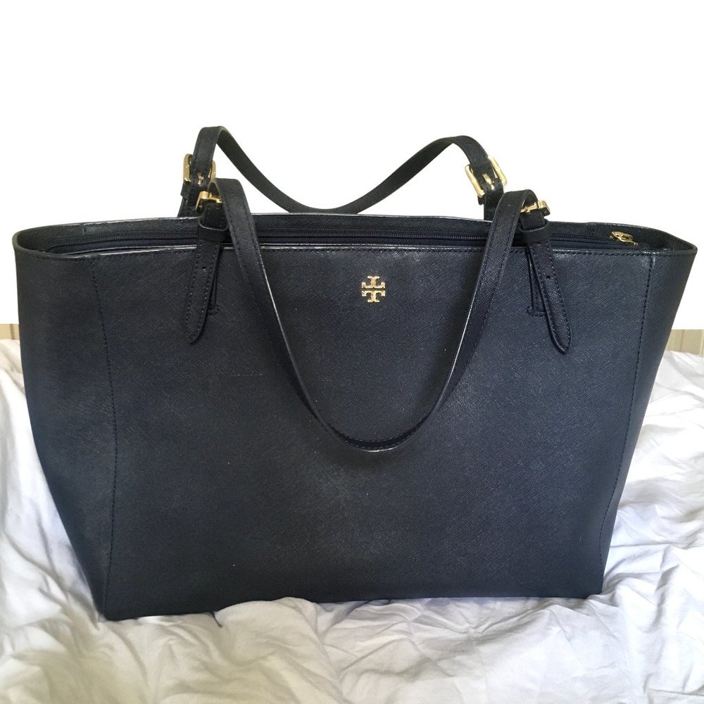 Tory Burch Navy Robinson Tote Bag
